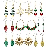 Christmas Earrings for Women Holiday Gifts JingleBall Snowflake Bow Earrings Dangle Stocking Stuffers Christmas Dresses Accessories for Women Cute Xmas Party Jewelry Gifts