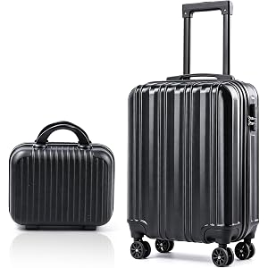HYZSWGC 20 Inch Carry-On Hardside Suitcase with 360° Spinner Wheels, Lightweight Rolling Luggage Set with Makeup Case and Cod