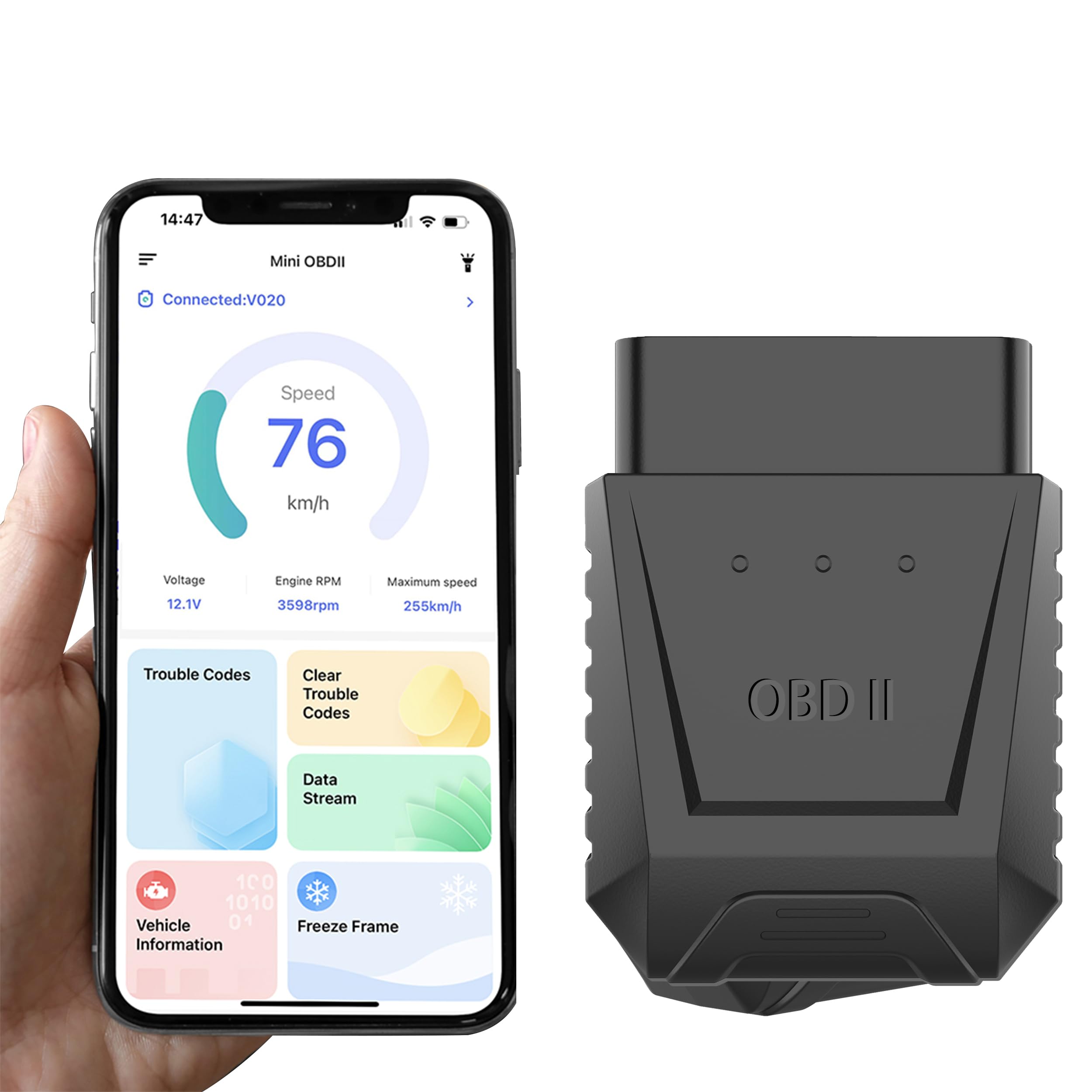 OBD2 Scanner Bluetooth, Bi-Directional Scanner Wireless All System Diagnostic Tool for iOS & Android, FCA AutoAuth, 8+ Hot Reset, Car Code Reader, Performance Test (B)