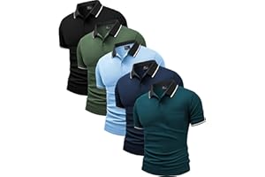 ZITY 5 Pack Polo Shirts for Men Short Sleeve Golf Shirt Moisture Wicking Breathable Casual Athletic Work Summer T-Shirt