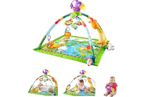 Fisher-Price Baby Playmat Rainforest Music & Lights Deluxe Gym with 10+ Activities & Toys for Developmental Play for Newborns Ages 0+ Months