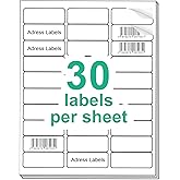 Gagalay 1" x 2-5/8" Address Labes, Shipping Address Labels for Inkjet & Laser Printers, 300 Labels, 10 Sheets, Mailing Labels, Easy to Peel