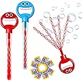 Olfrid Bubble Wand 2 Pack, 36 Hole Smiling Face Bubble Wand for Kids Outdoor Game Toy, 5-Claw Cute Hand-Shape Bubble Sticks for Party Favors, Birthday Gifts, Wedding Gifts (2PCs/Blue+Red)