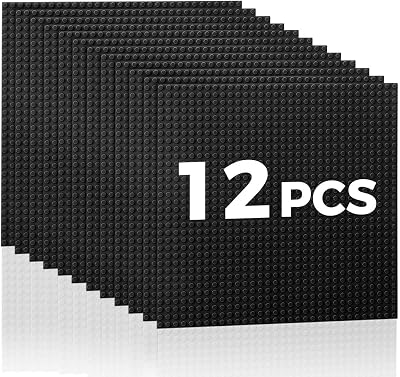 Lekebaby Classic Baseplates 12 Pack 10x10 32x32 Stud 100% Compatible Black