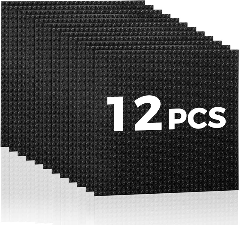 Lekebaby Classic Baseplates 12 Pack 10x10 32x32 Stud 100% Compatible Black