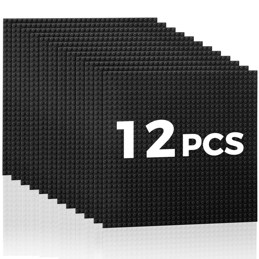 Lekebaby Classic Baseplates Building Base Plates for Building Bricks,10" x 10" Baseplates 100% Compatible with Major Brands,Pack of 12,Black — image 1