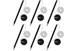 Outus Secure Pen with Adhesive Chain and Security Pen Holder for Home Office Supplies, Black Ink(6 Pieces)