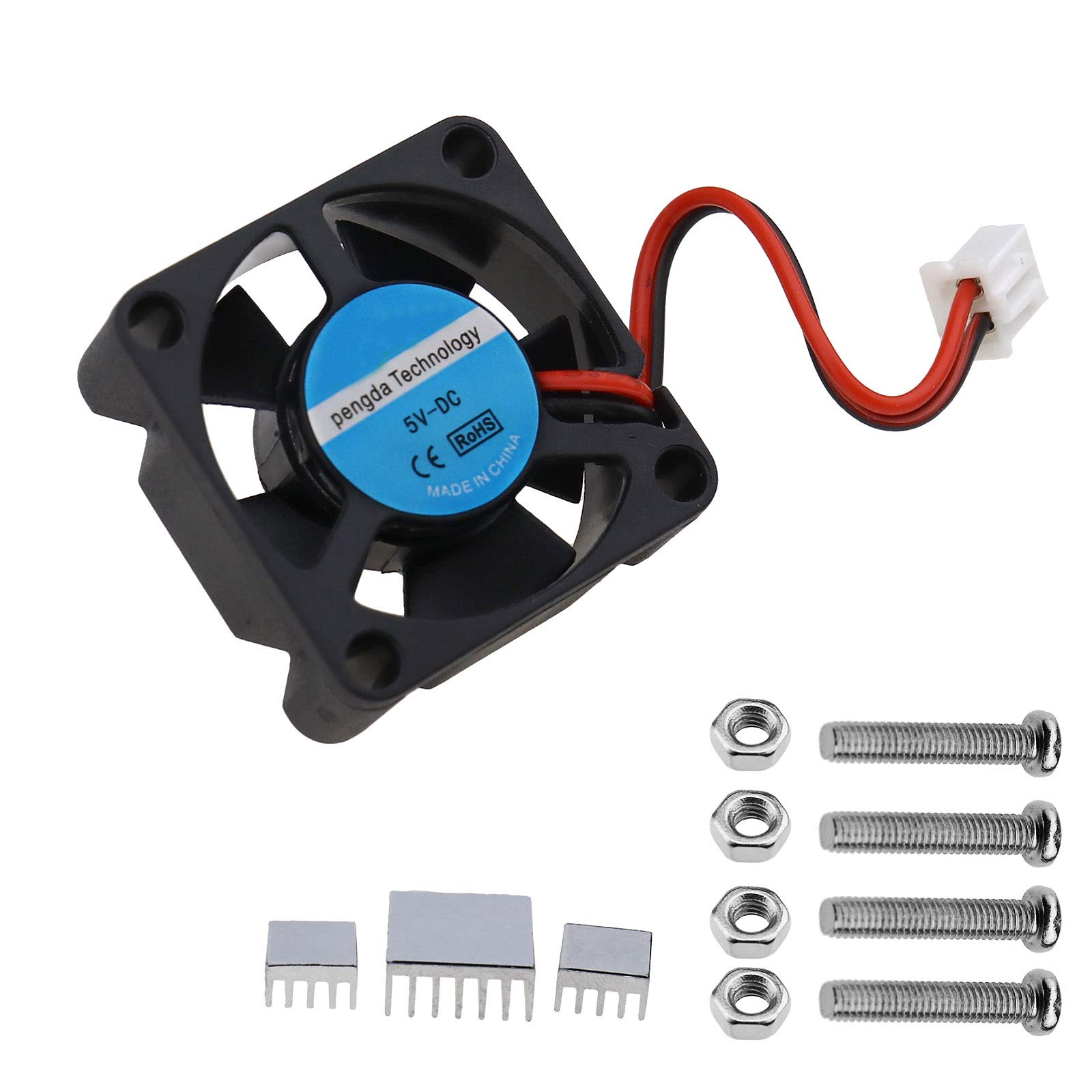 OTOTEC Set of DC 5V Brushless CPU Cooling Fan Heat Cooling Computer CPU Fan with 4 Screws 3 Radiators Compatible with Raspberry Pi/A/B/B+/A+/2/3