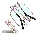 Missfive Modern Folding Reading Glasses For Women Men Blue Light Blocking, Anti UV,Eyestrain Fashion Pattern Print, Foldable Thin Lightweight Portable Readers Pocket Travel Eyewear,+2.75x,Flower