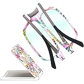 Missfive Modern Folding Reading Glasses For Women Men Blue Light Blocking, Anti UV/Eyestrain Fashion Pattern Print, Foldable Thin Lightweight Portable Readers Pocket Travel Eyeglasses,1.5x,Flower