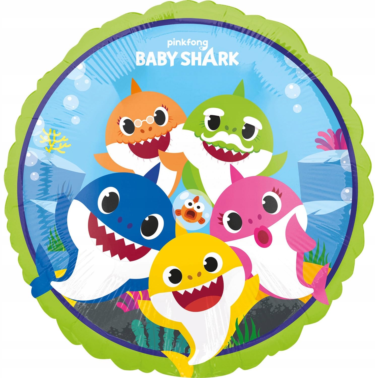amscan 4075801 - Official Pink Fong Baby Shark Round Foil Balloon Birthday Party Accessory
