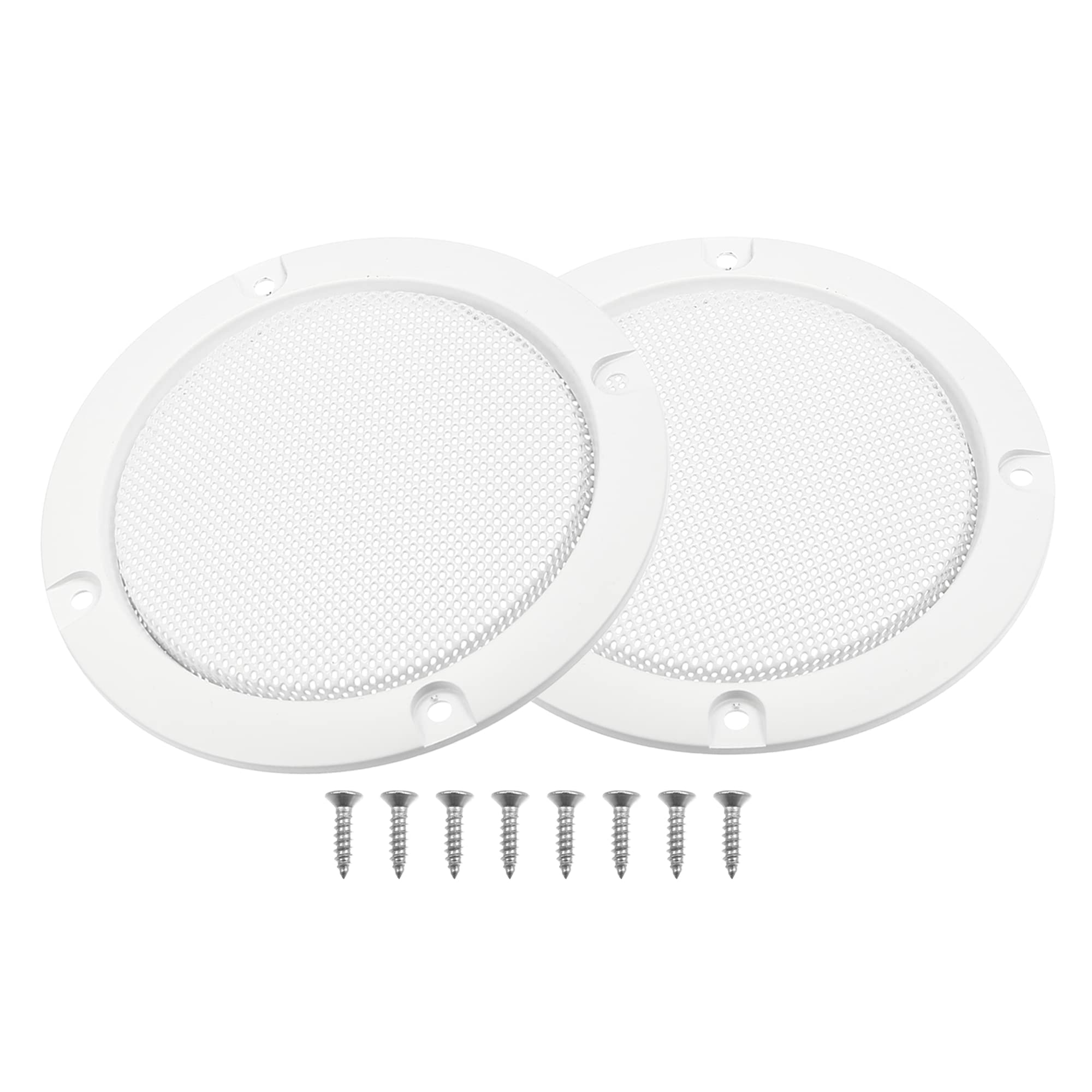 X AUTOHAUX 2 Pcs 3" Car Metal Speaker Cover with 8 Screws White