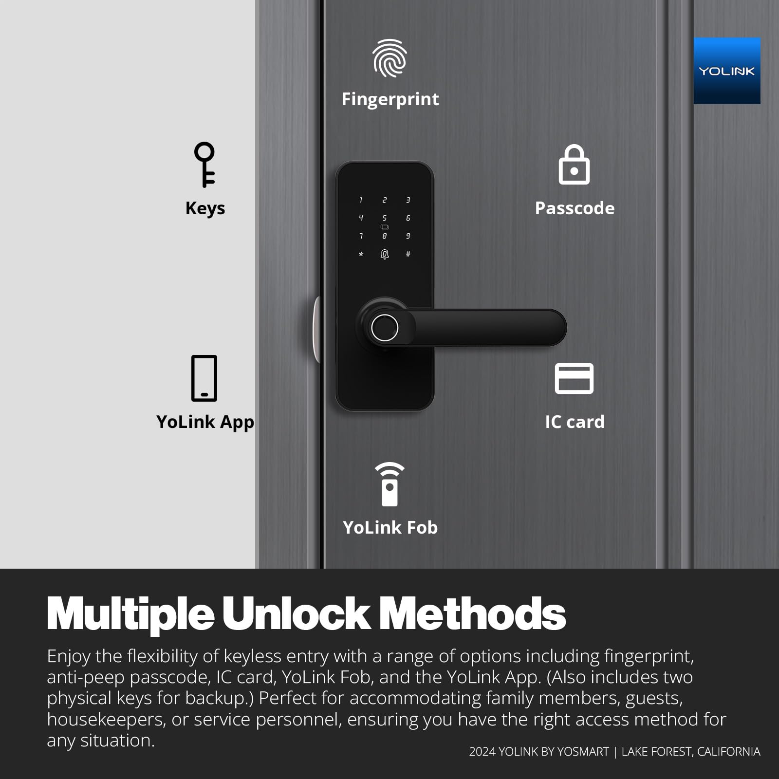 YoLink Smart Lever Lock, Smart Handle Lock, Door