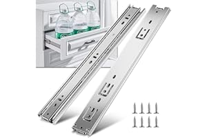 YENUO 1 Pair Full Extension Drawer Slides Side Mount 10 12 14 16 18 20 22 24 Inch Ball Bearing Metal Rails Track Guide Glides Runners Heavy Duty 100 Pound Load (Rolled Steel -1 Pair, 12 Inch)