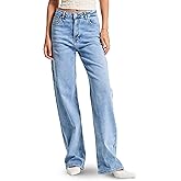 IT'S BASIC High Waisted Wide Leg Jeans for Women, Relaxed Fit Trendy Womens Jeans Stretchy Loose Denim Pants, Stonewashed