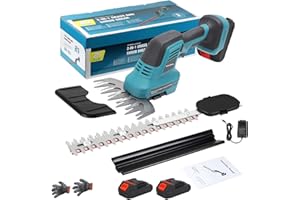 WODHMIEY Cordless Hedge Trimmer, Electric Shrub Shear Compatible with Battery, 2 in 1 Design with 11.81in Blade, 6in Grass He