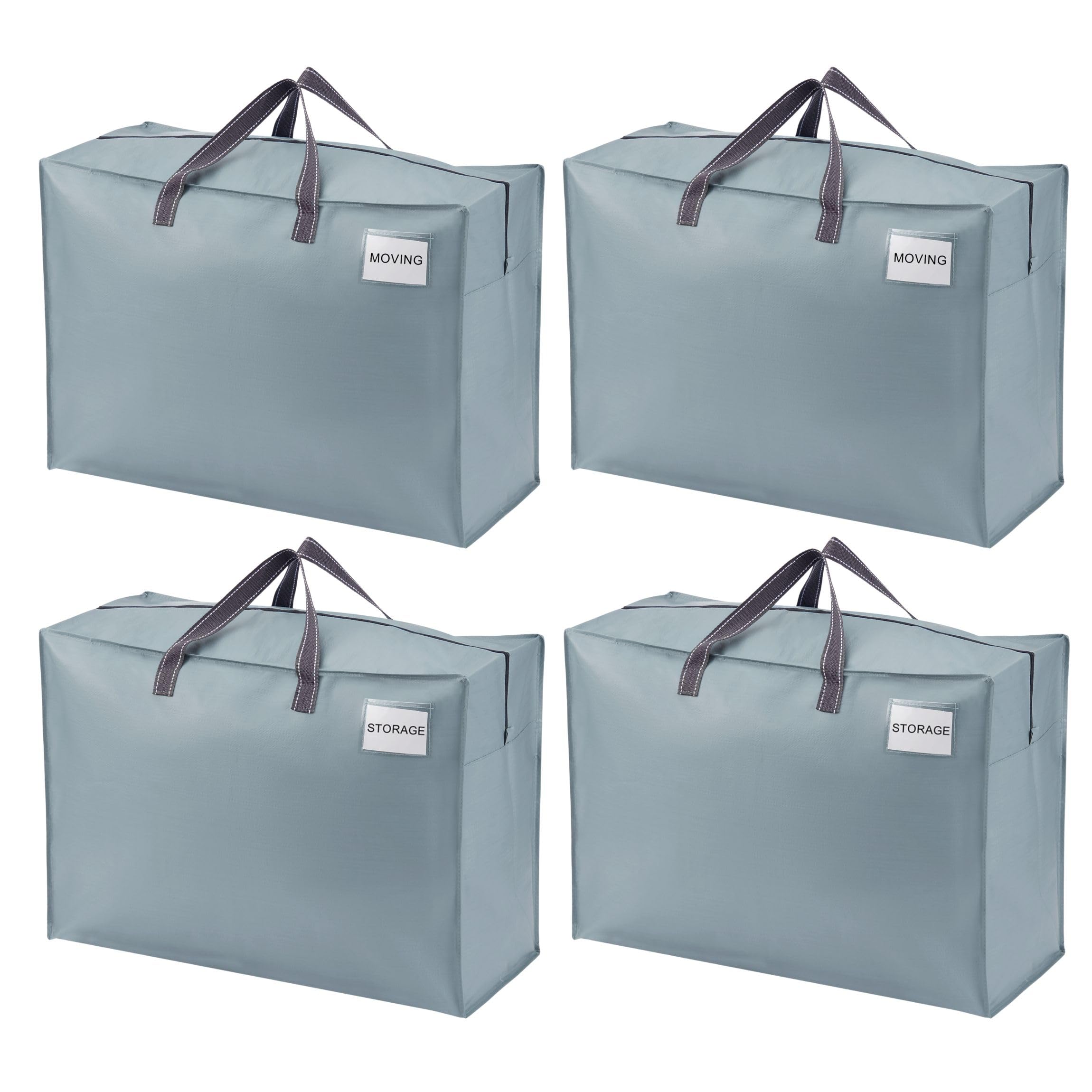 VENO 4 Pack 105L Large Storage Bags, Duvet Storage Bag King Size for Moving, Underbed Storage Bags for Bedding, Laundry Packing Boxes Clothes, Duvets, Blankets (105L Light Blue, 4 Pack)