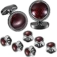 HAWSON Mens Cufflinks and Tuxedo Studs Set in Gift Box, Easy to Wear, Gifts or Jewelry for Men, Wedding Accessories, Designed