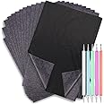 Carbon Transfer Copy Paper with Embossing Stylus Tool for Tracing, Cridoz 30 Sheets Graphite Transfer Tracing Paper with 5 Pcs Embossing Dot Tools for Tracing on Wood, Paper, Canvas (8.5 by 11 Inch)