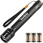 EverBrite Ultra Bright Tactical Flashlight, 600 Lumen Zoomable Adjustable Focus, 4 Light Modes, Heavy-Duty Aluminum Flashlight for Hurricane Supplies Camping, 3C Alkaline Batteries Included