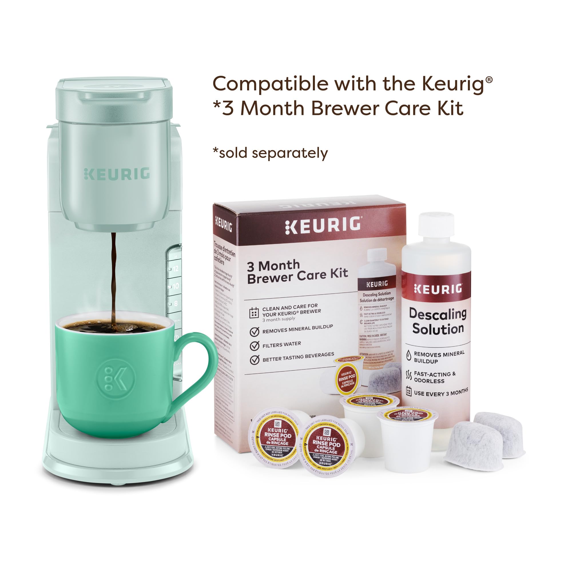 Keurig K-Express Cafetera de cápsulas K-Cup de una sola porción, 3 tamaños de preparación, función de botón fuerte, depósito extraíble de 42 oz, menta
