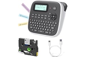 Label Maker Machine with Tape Waterproof, Portable Labeler Machine with Keyboard, EazeID D210S Inkless Label Printer with 16 