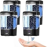 4 Pack Automatic Soap Dispenser Touchless,600 ml / 20 oz Commercial Hand Soap Dispenser,Wall Mount Hand sanitizer Dispenser for Bathroom Offices Home Kitchen Hotel(Black)