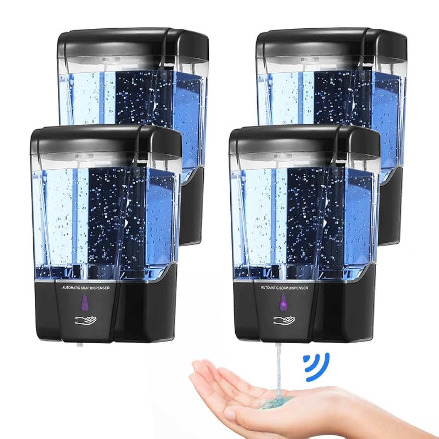 Photo 1 of 4 Pack Automatic Soap Dispenser Touchless,600 ml / 20 oz Commercial Hand Soap Dispenser,Wall Mount Hand sanitizer Dispenser for Bathroom Offices Home Kitchen Hotel?Black?