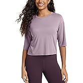 ODODOS Women's Cropped T-Shirt - Ultra Soft Short Sleeve Top Crew Neck Relaxed Fit Casual Tee for Everyday Wear