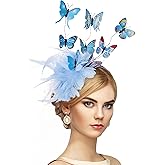 Zinniday Butterfly Fascinators Hat for Women - 2026 Derby Flower Fascinator Feather Tea Hats Butterfly Headband for Party