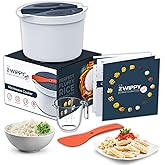 Zwippy Microwave Rice Cooker Steamer and Pasta Cooker with Strainer - Mess-Free Design, Dishwasher Safe, Cooks Up to 8 Cups