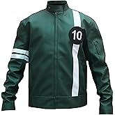 Litswear Green Alien Swarn Tennyson Ben - Ten Jacket Faux Leather Green and White Biker Jacket For Men