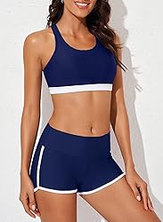 Aleumdr Womens Tankini Swimsuits Athletic 3 Piece