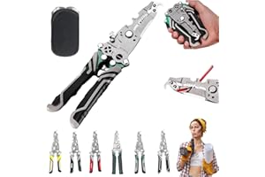 RANDJ 18 in 1 Foldable Wire Stripper, 2025 Upgraded Multifunctional Foldable Professional Wire Strippers, Multifunctional Wire Stripper Crimper Cable Cutter Pliers, Wire Strippers Tool (Grey)