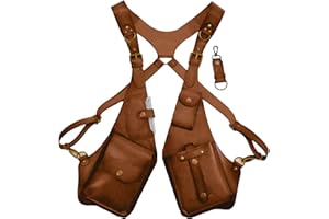Double Shoulder Armpit Bag, Underarm Shoulder Bag for Men, PU Leather Vintage Anti Theft Adjustable Underarm with Multi-Pocke