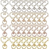 SOFPLATE 1 Box 40Pcs Swivel Snap Hooks Gold Lobster Clasps Bulk Alloy Rotating Heart Shaped Spring Snap Key Chain Hook Clasps Hanging Buckle for Handbag DIY Bags Key Rings Jewelry Making Findings