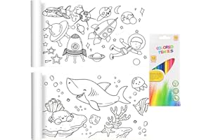 Lot de 2 rouleaux de papier à dessin adhésif pour enfants, 300 x 30 cm avec motifs forêt et contes de fées, papier d'art rési