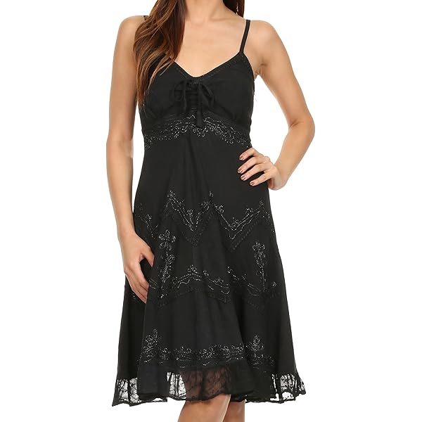 Sakkas 123 Sundara Stonewashed Rayon Mid Length Dress - Black - S/M at  Amazon Women's Clothing store
