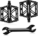 Loocower Bicycle Pedals 9/16 Aluminum Anti-Slip Mountain Road Hybrid Black view 1