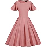 GownTown 1950s Vintage Dresses Butterfly Sleeve Swing Stretchy Dresses
