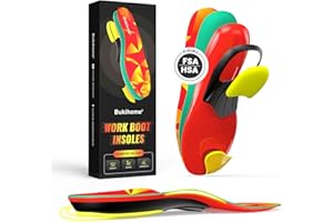 Bukihome Achilles Tendonitis Relief Insoles, Heavy Duty Work Insoles for Plantar Fasciitis with Anti-Fatigue Arch Support, Shock Absorption & Heel Cushion - FSA Eligible Inserts- Women 7-8