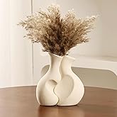 Ceramic Vases for Decor, Set of 2 Small Heart Shaped Decorative Vase Modern Boho Aesthetic Flower Vase for Table Centerpiece Wedding Dining Living Room Office Décor, Beige