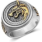 HZMAN Norse Viking Wolf Ring for Men Stainless Steel Retro Wizard Warrior Hunter Wolf Head Wolf Paw Rings Jewelry Gift