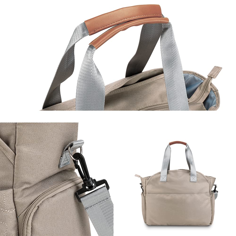 Breast Pump Bag - Baby Diaper Tote Bag with Laptop Sleeve Fit 15 Inch Laptop and Insulation Pocket, Fit Most Breast Pumps Like Medela, Spectra S1,S2 Avent（Brown）