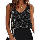 SweatyRocks Women's Sequin Casual Tank Top V Neck Sparkly Club Outfits