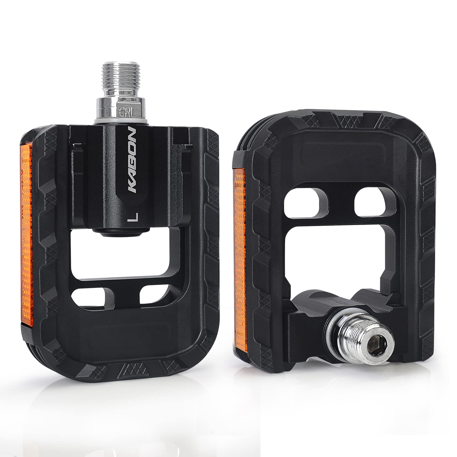KABON Folding Bike Pedals, Bicycle Foldable Pedals with Aluminum, Universal 9/16 inch Non-Slip Cycling Pedals for Folding Bike, BMX Bike, Road Bike, Mountain Bike MTB (Black)
