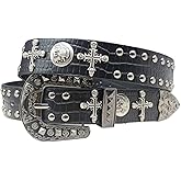 EVERBLTING Black Western Cowboy Belt for Men Women Western Cowboy Cowgirl Y2k Studded Belt Western Punk Studded Belts