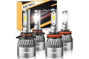 MIFMIA 9005 H11 LED Bulbs Combo, 50000LM 600% Brighter 6500K Cool White, IP68 Waterproof Plug and Play Backup LED Fog Light Bulbs with Cooling Fan, Pack of 4