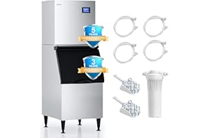 COTLIN 22" Commercial Ice Maker Machine 550LBS/24H with 350LBS Storage Bin, SECOP Compressor, 195 Ice/5–15 Min, Large Nugget Industrial Ice Maker with Water Filter, Self-Cleaning/Timing for Business