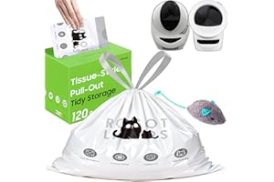 AWOHH 120 Tidy Draw-Pack Cat Litter Box Robot 4 and 3 Waste Bags Automatic Litter Box Bags, Tear-free, Sensor-compatible, Thick Heavy Duty Cat Litter Box Liner Bags 25.2 x 15.7 IN